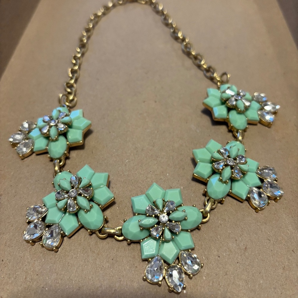 Jcrew turquoise crystal statement necklace